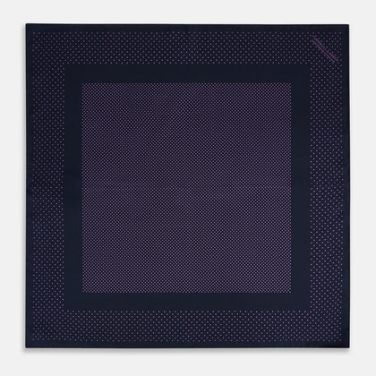 Navy and Purple Dot Silk Pocket Square Image 3