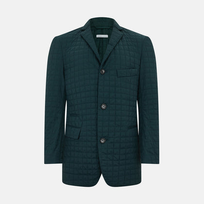 Fulham Forest Green Single-Breasted Quilted Blazer