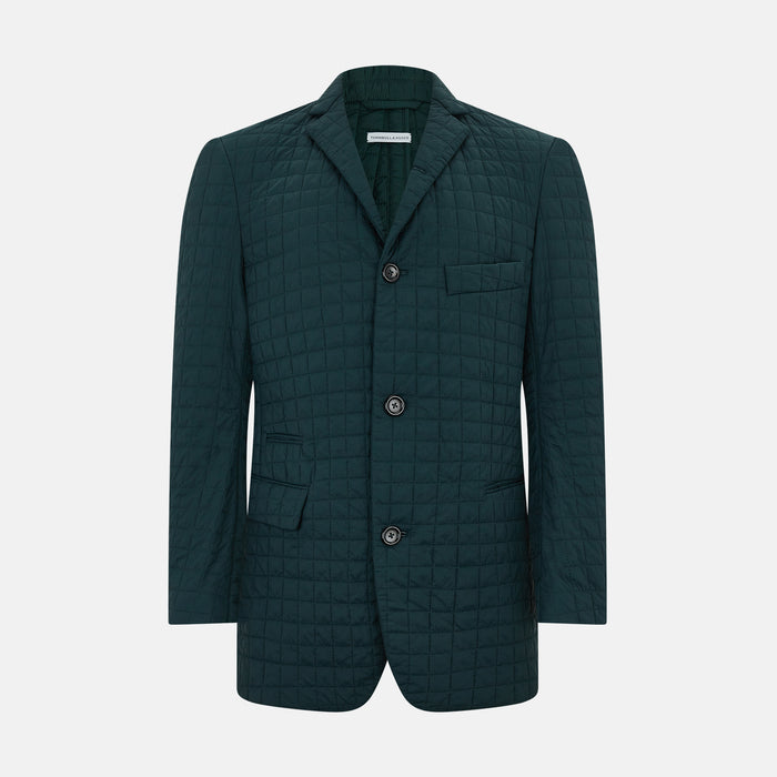 Fulham Forest Green Single-Breasted Quilted Blazer