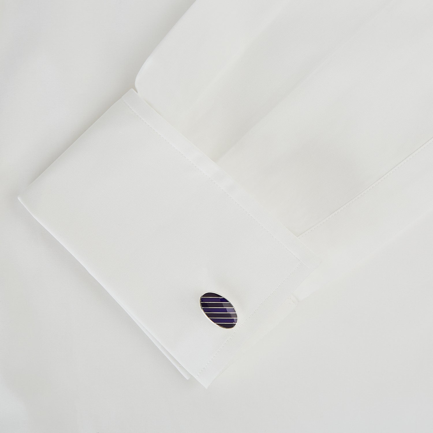 View 3 of product Navy Striped Oval Enamel Cufflinks