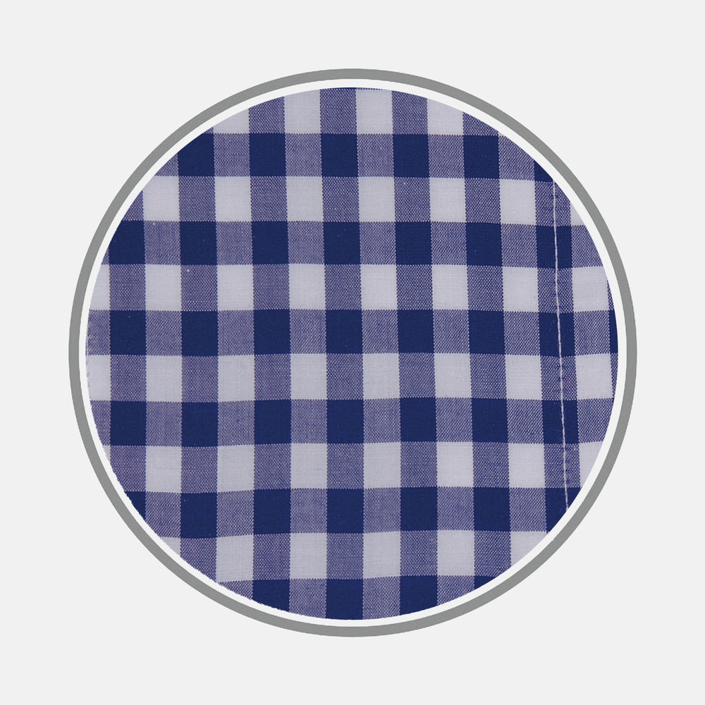 Navy Wide Gingham Check Cotton Fabric