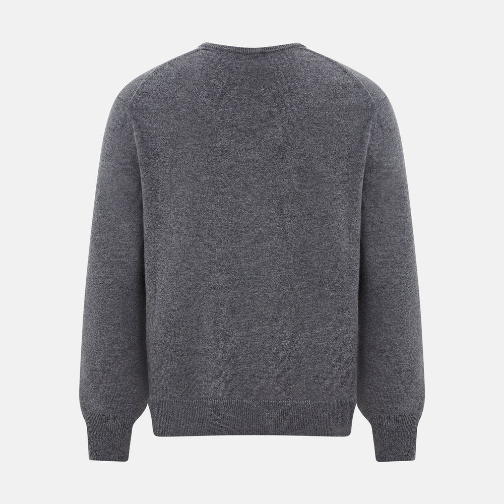 Storm Grey Cashmere V-neck Jumper