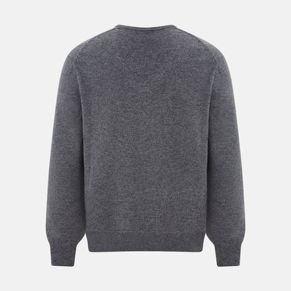 Storm Grey Cashmere V-neck Jumper Image 5