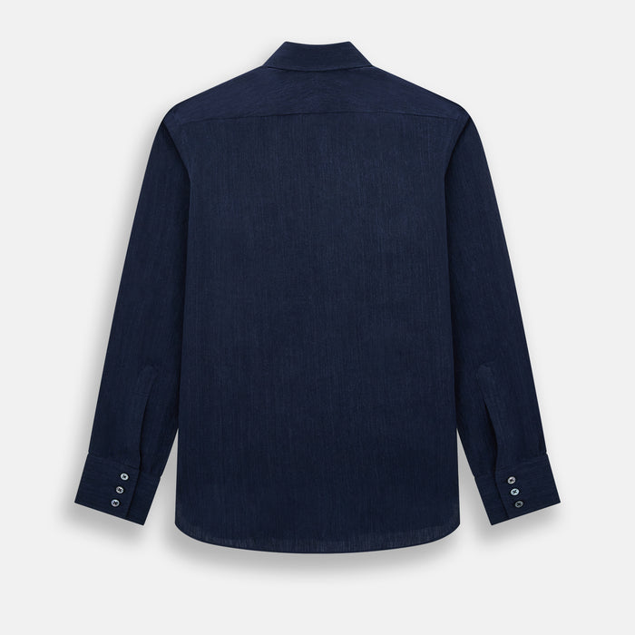 Navy Linen Westminster Shirt Image 2