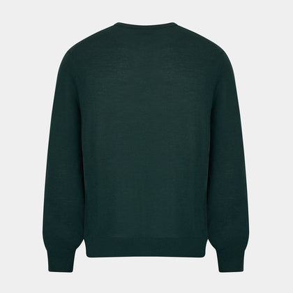 Forest Green Fine Merino Round Neck Jumper Image 2