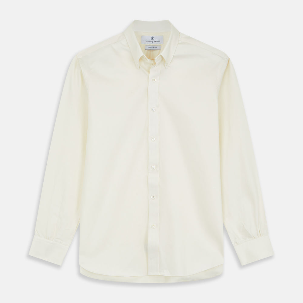 Cream Weekend Fit Hayne Shirt With Dorset Collar And 1-Button Cuffs