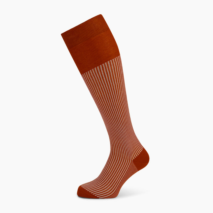Rust/White Thin Striped Long Socks Image 4