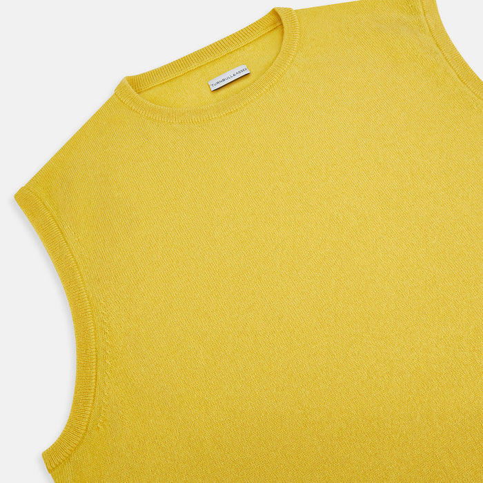 Canary Yellow Cashmere Round Neck Vest Image 1