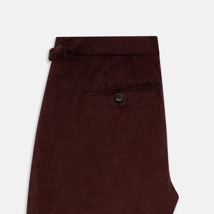 Burgundy Corduroy Henry Trousers Image 4