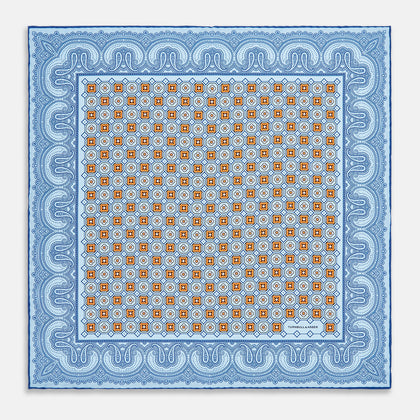Blue Floral Tile and Paisley Silk Pocket Square Image 8