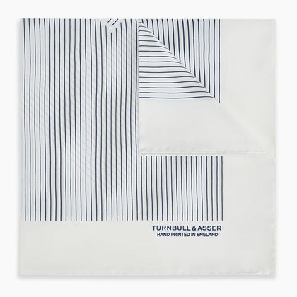 White Stripe Silk Pocket Square Image 4