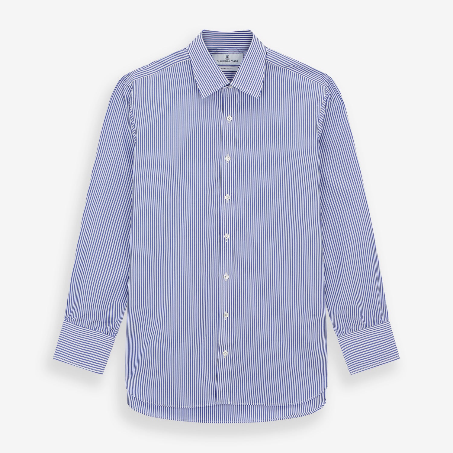 View 1 of product Blue Bengal Stripe Shirt with T&A Collar and 3-Button Cuffs