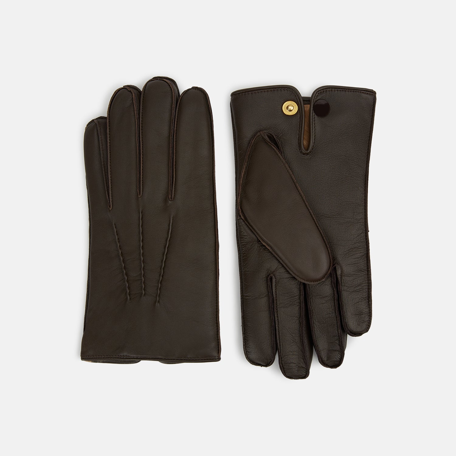 View 1 of product Brown/Beige Fur-Lined Hairsheep Leather Touchscreen  Gloves