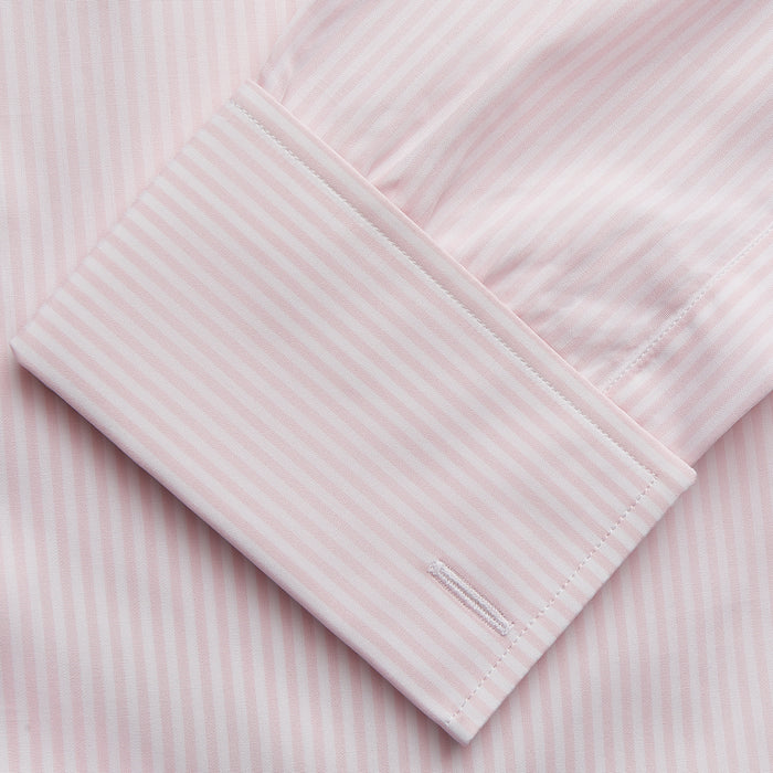 White and Pink Wide Stripe Shirt with Double Cuffs Image 2