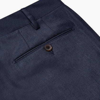 Navy Wool Blend Single Pleated Gerry Trousers Image 1