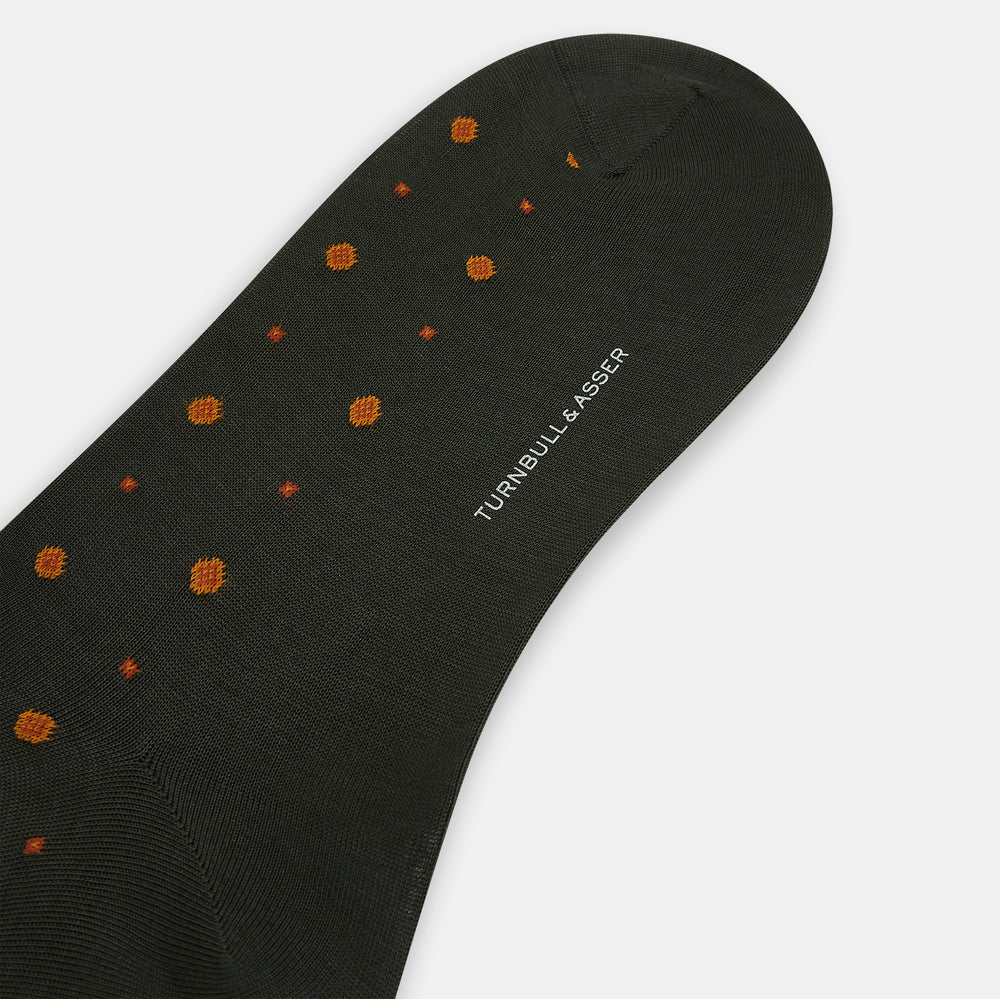 Forest Green Patterned Mid-Length Socks