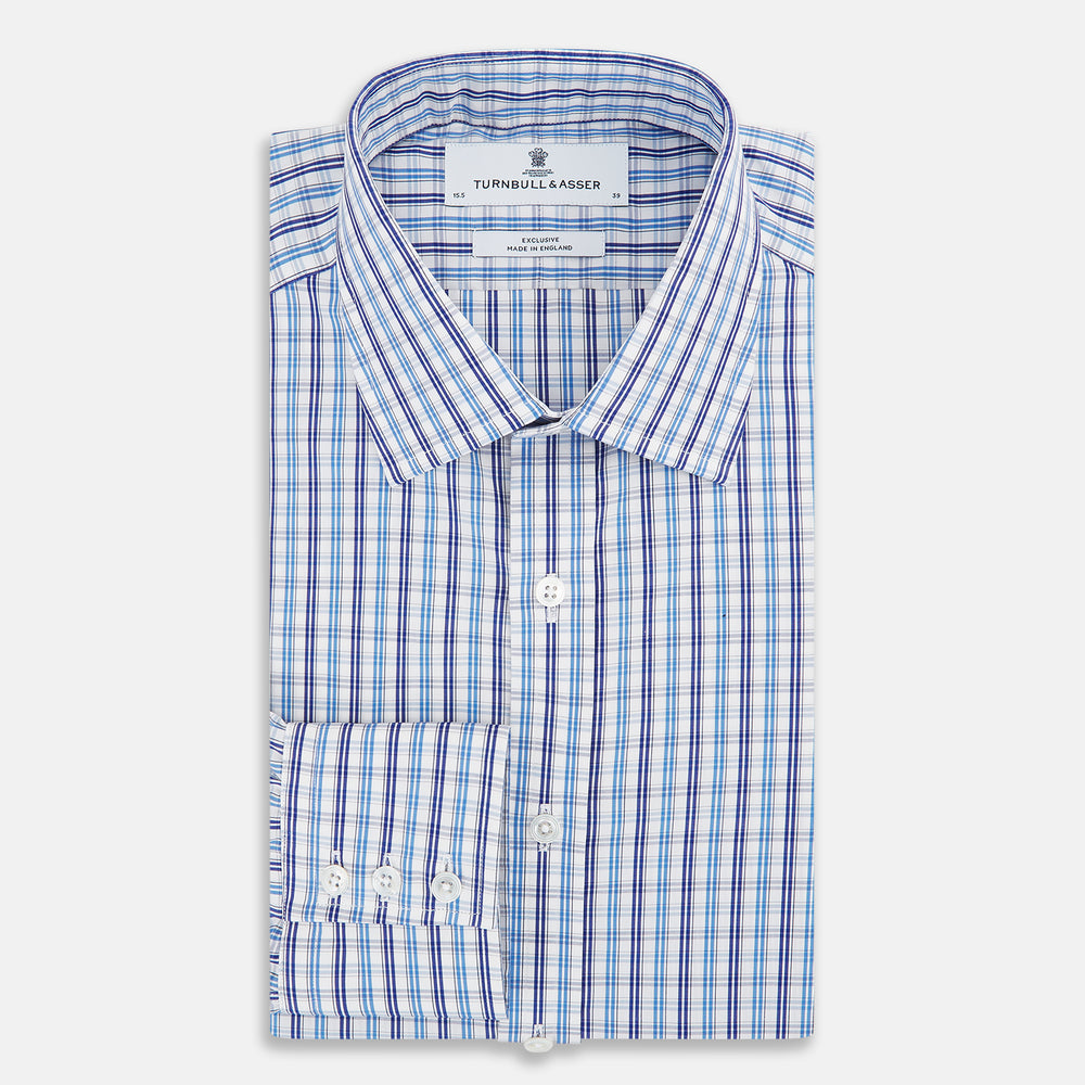 Blue and Navy Multi Check Mayfair Shirt