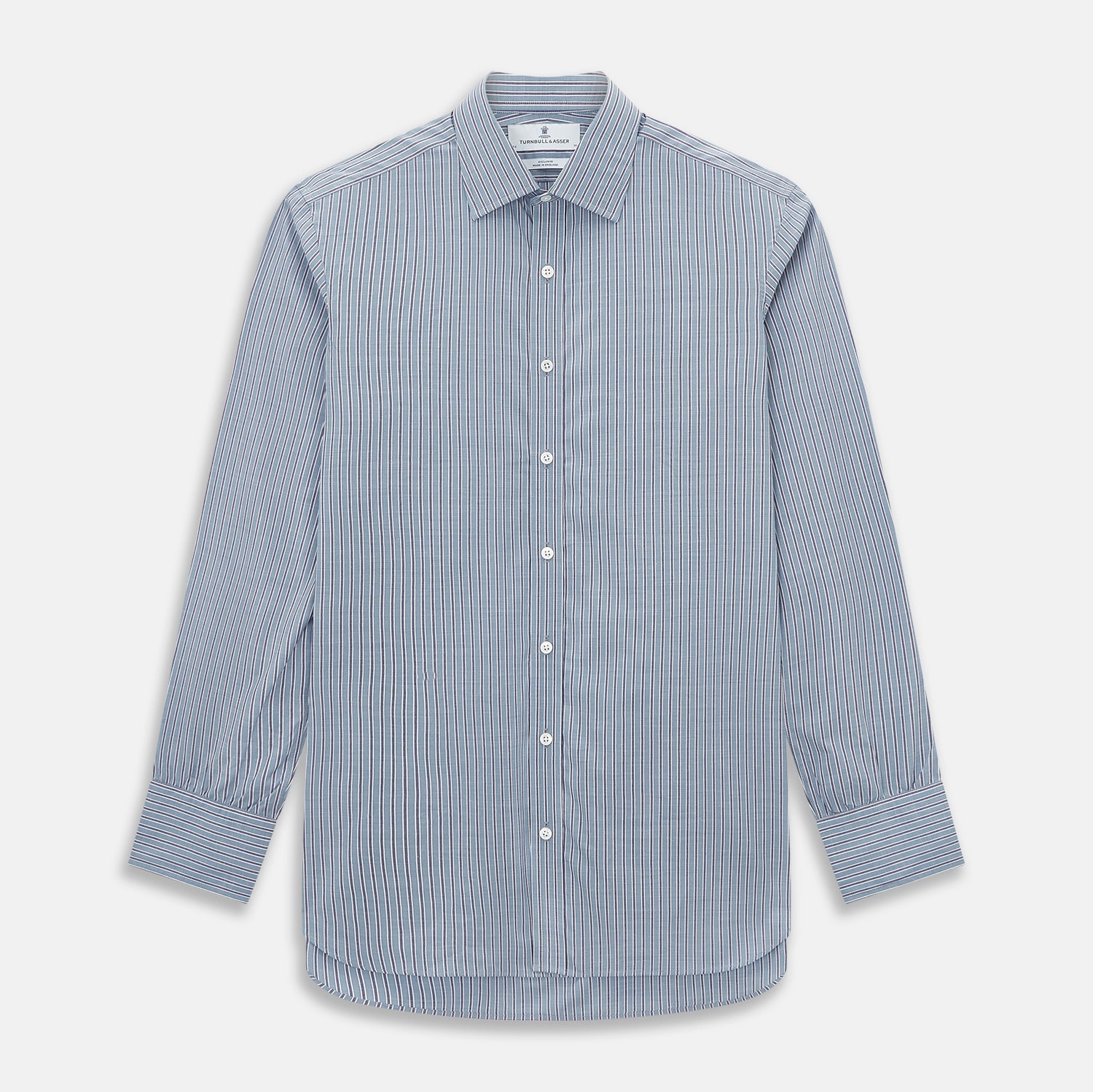 View 1 of product Steel Grey Ticking Stripe Mayfair Shirt