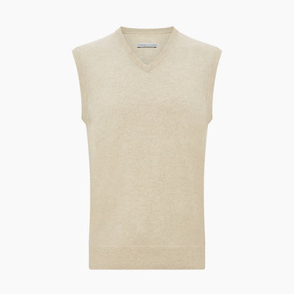 Cream Cashmere V-neck Vest Image 3