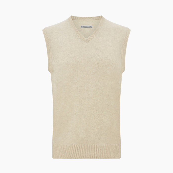 Cream Cashmere V-neck Vest Image 3