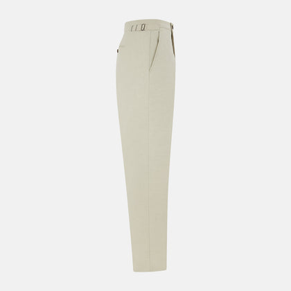 Taupe Cotton Blend Henry Trousers Image 11