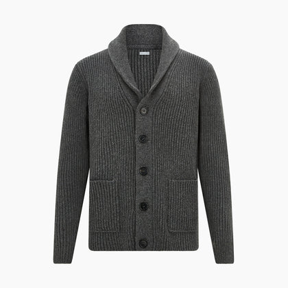 Shadow Grey Cashmere Shawl Collar Cardigan Image 4