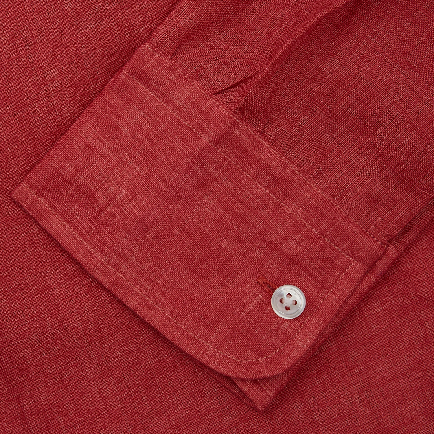 View 5 of product Plain Red Linen Weekend Fit Shirt with Stand Collar
