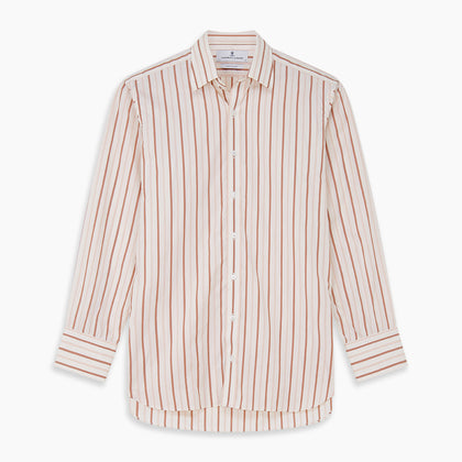 Pink and Sandstone Stripe Cotton Regular Fit Mayfair Shirt Image 5