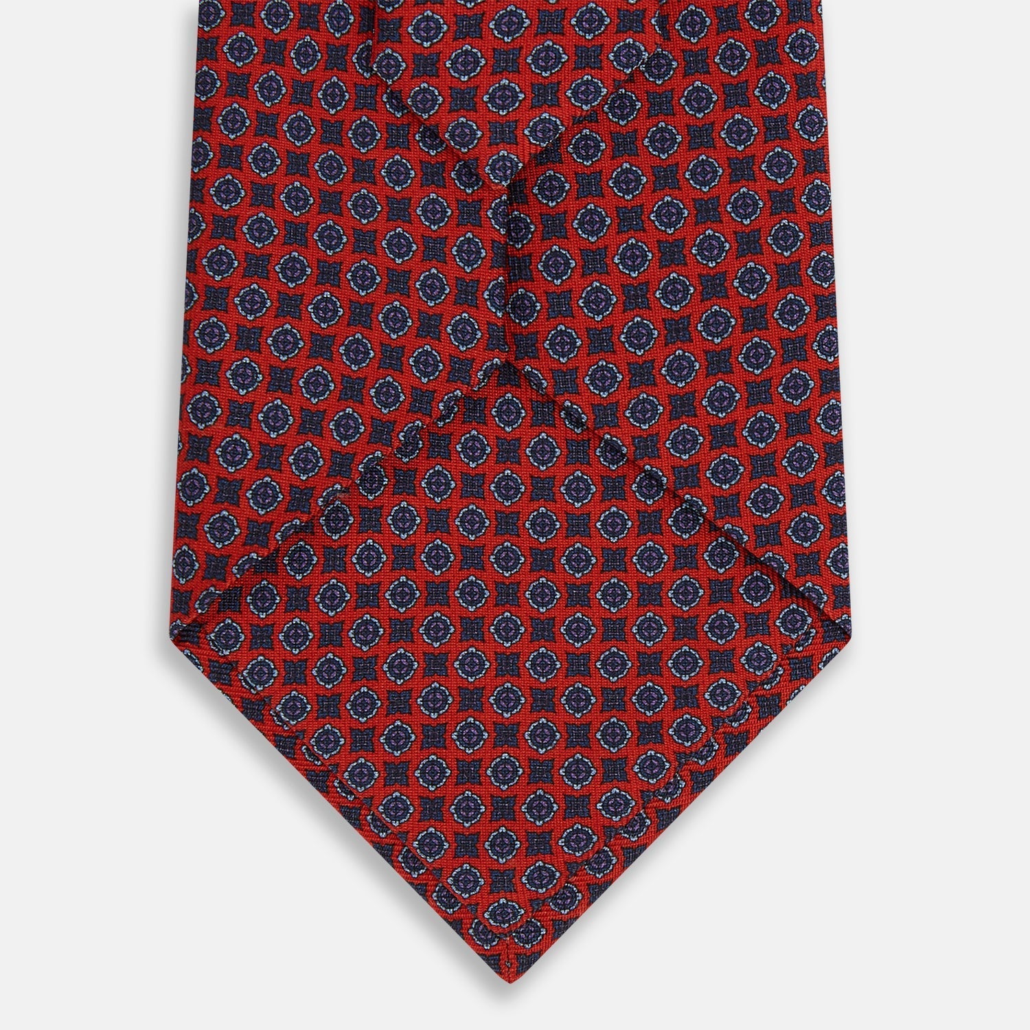 View 3 of product Red and Blue Geometric Floral Silk Tie