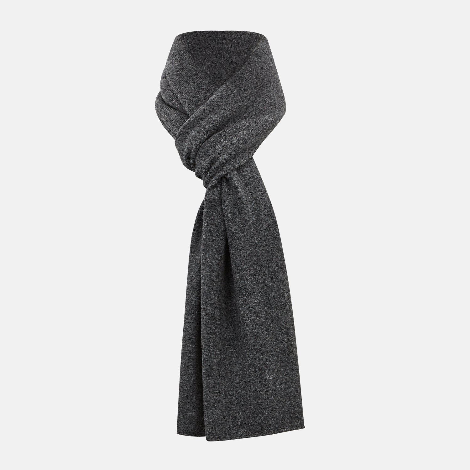 View 1 of product Plain Graphite Cashmere Knitted Scarf