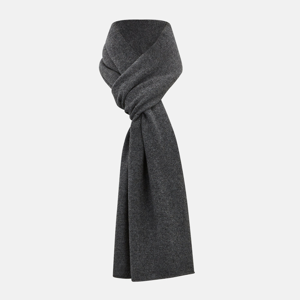 Plain Graphite Cashmere Knitted Scarf