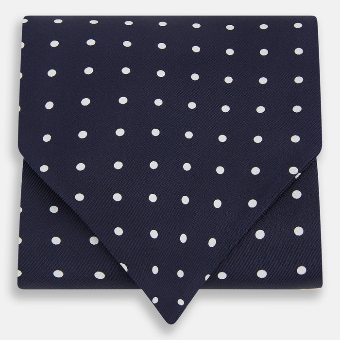 White Dot and Navy Silk Cravat