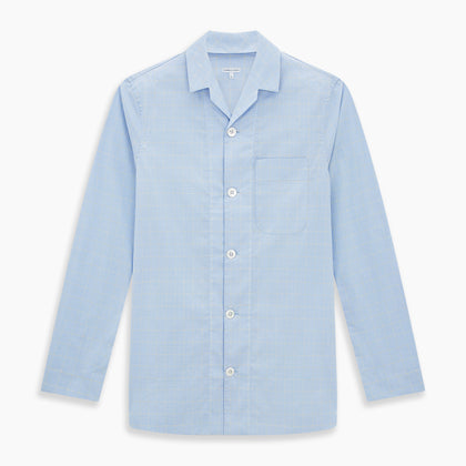Blue Prince of Wales Check Pyjama Shirt Image 6
