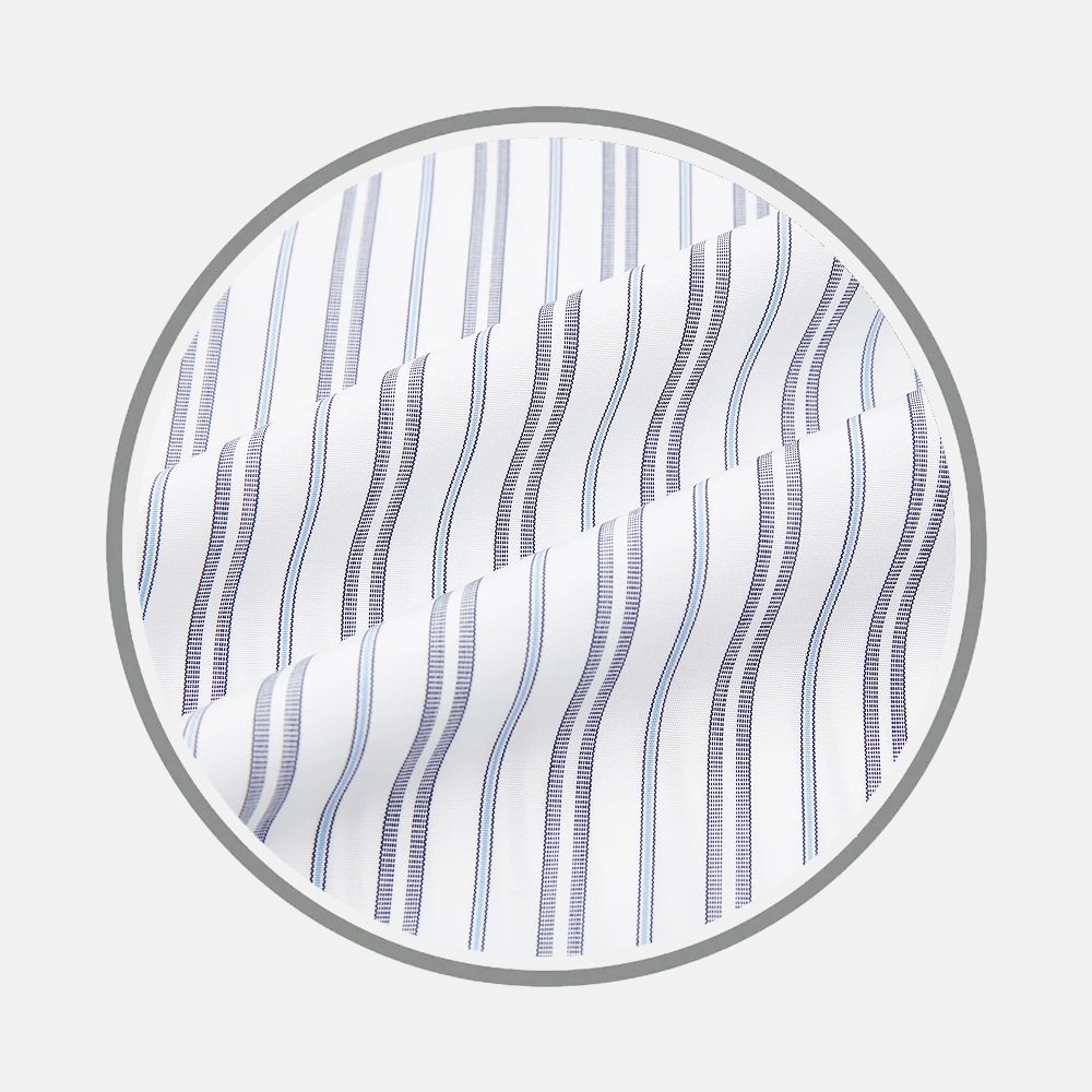 Navy And Light Blue Multi Track Stripe Fabric
