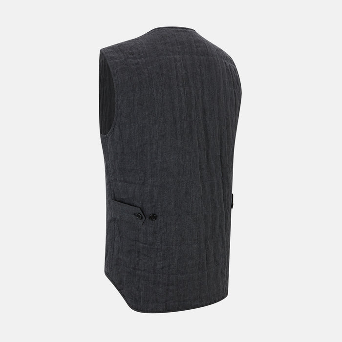 Ash Quilted Linen Herringbone Waistcoat Image 3
