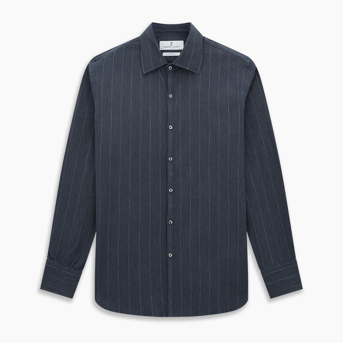 Navy Melange Wide Stripe Westminster Shirt Image 8