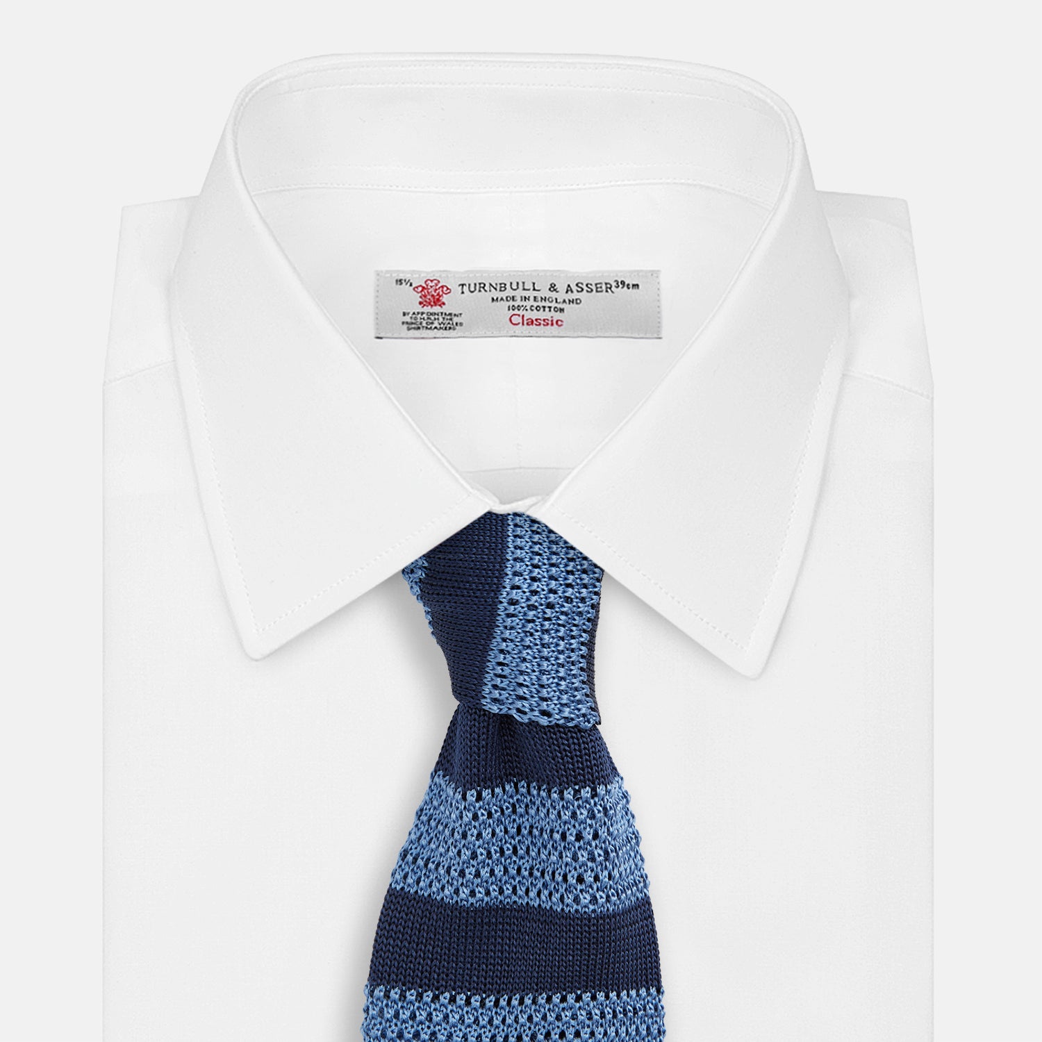 View 2 of product Navy and Blue Square tipped knitted tie