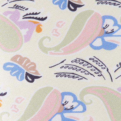 Cream Multi Bloomsbury-Inspired Pattern Silk Tie Image 2