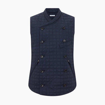 Navy Double-Breasted Quilted Gilet Image 4