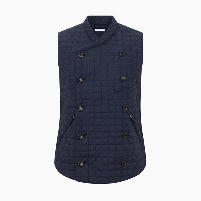 Navy Double-Breasted Quilted Gilet Image 4