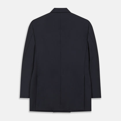 Navy Plain Wool Double Breasted Blazer Image 2