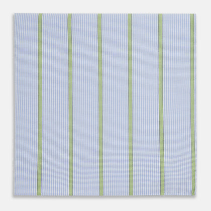 Hand Rolled Light Green Track Stripe Handkerchief Image 7