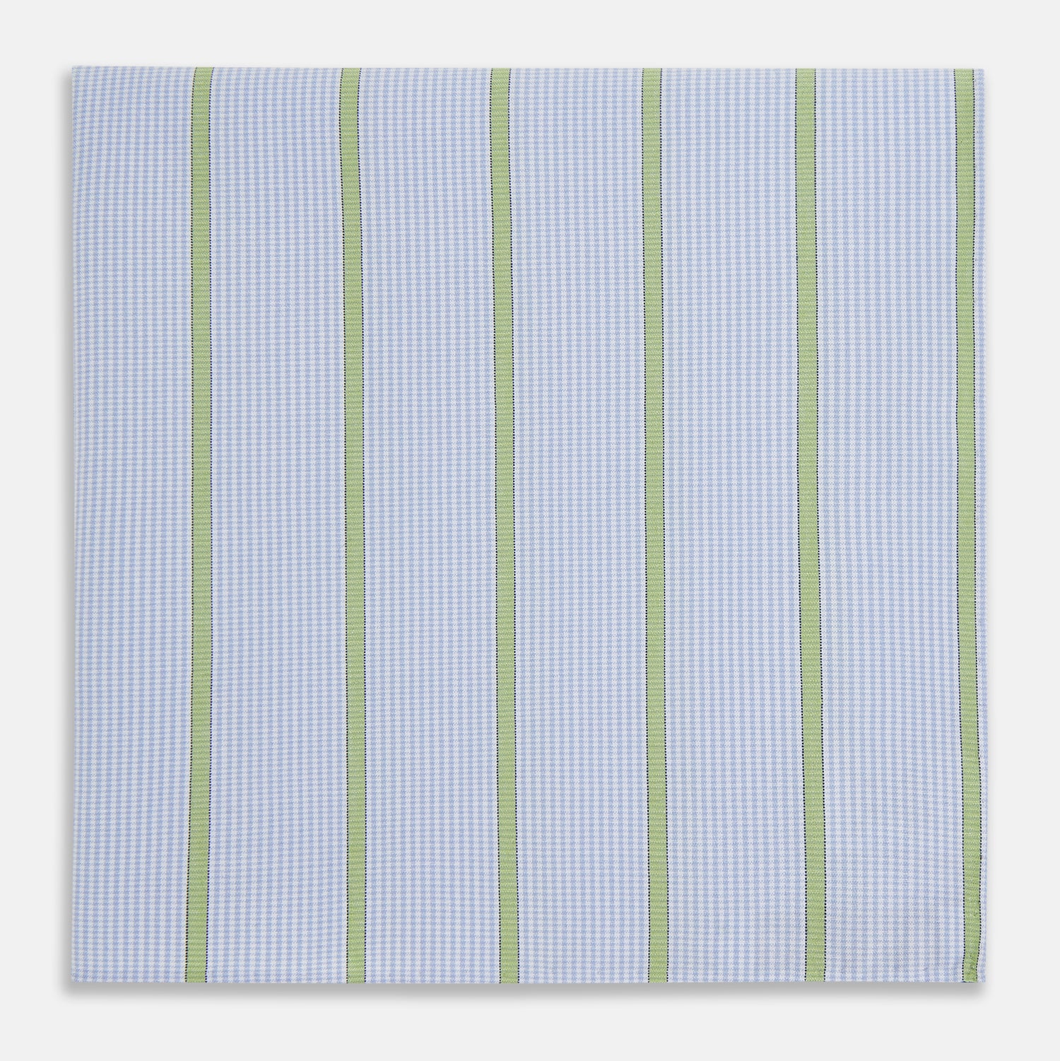 View 1 of product Hand Rolled Light Green Track Stripe Handkerchief