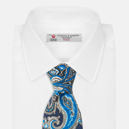 Blue and Navy Twisted Paisley Silk Tie Image 1