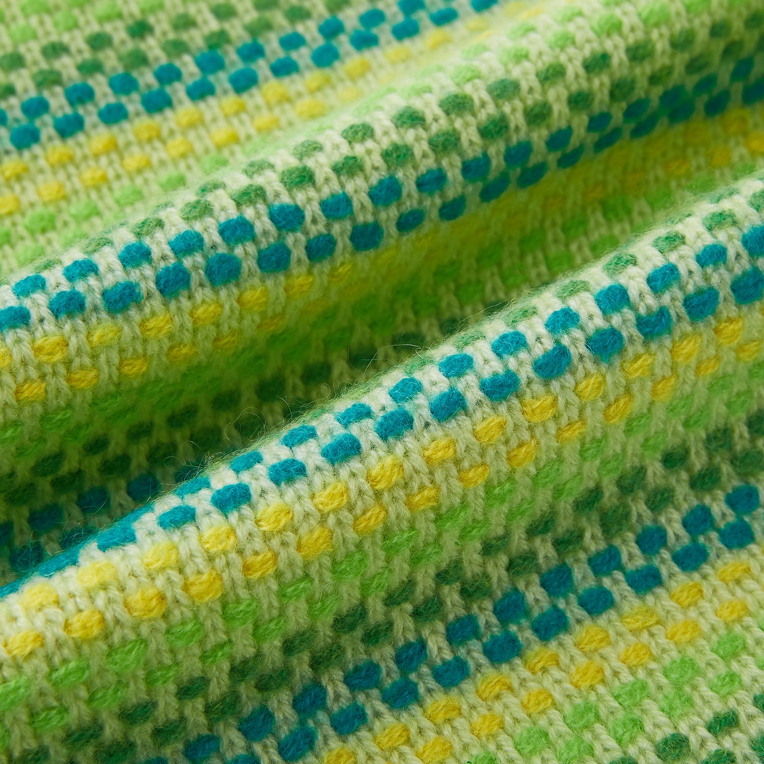 Image 3 of product Green, Yellow and Teal Rib-Jacquard Cashmere Knitted Scarf