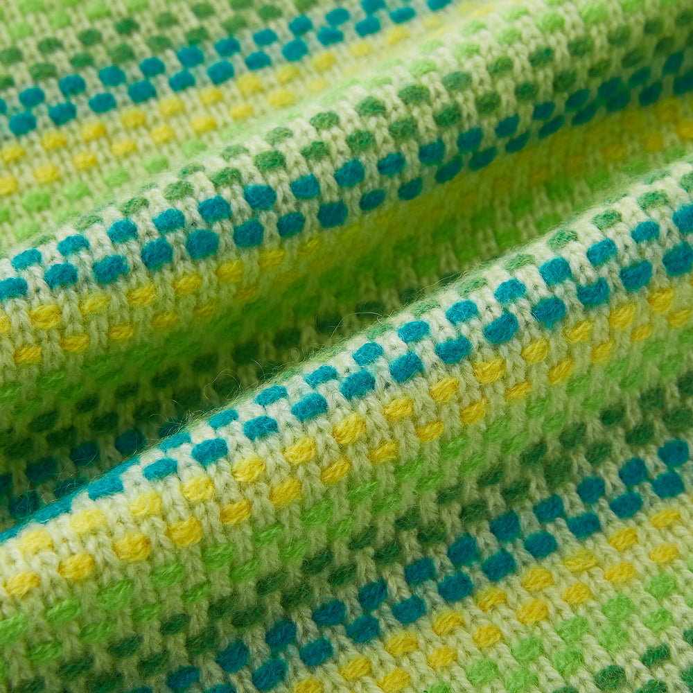 Green, Yellow and Teal Rib-Jacquard Cashmere Knitted Scarf