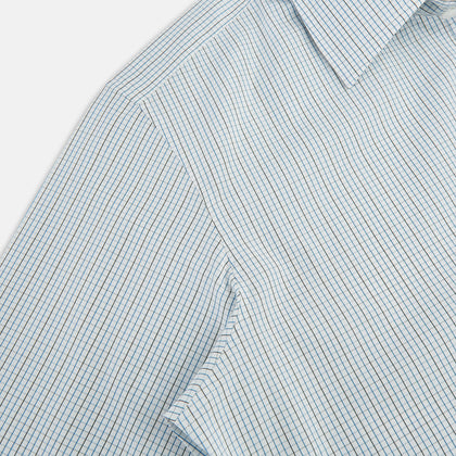 Pale Blue and Navy Grid Check Westminster Shirt Image 5