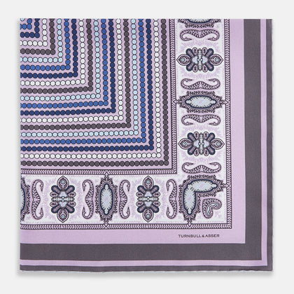 Lilac Dots and Paisley Silk Pocket Square Image 2