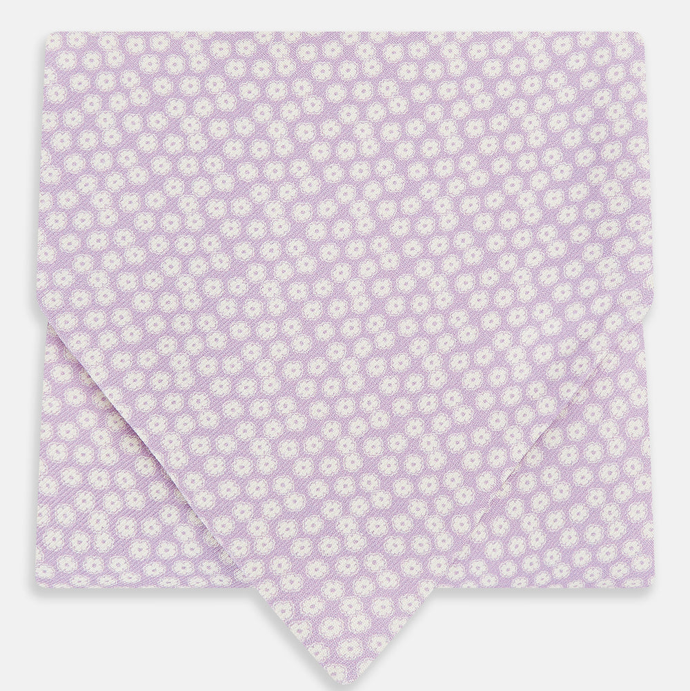 Lilac Flower Patterned Silk Cravat