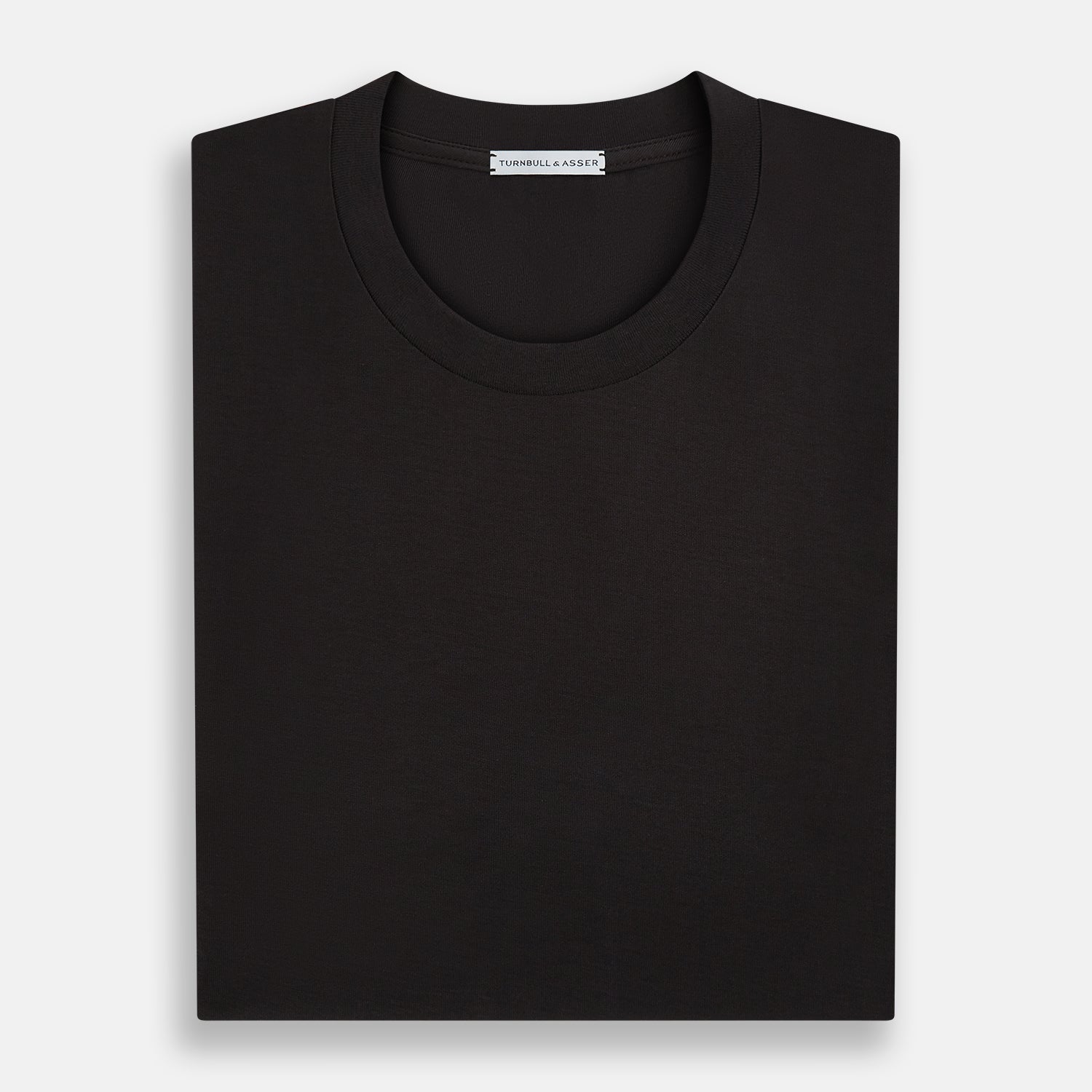 View 5 of product The Turnbull & Asser Dark Chocolate Short-Sleeve T-shirt features a crew neckline and quality fabric, shown against a white background to highlight its timeless appeal.